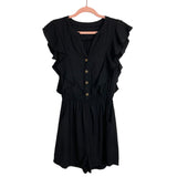 Cupshe Black Ruffle Button Up Romper- Size S (sold out online)