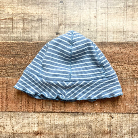 Maison Me Baby Blue/White Striped Baby Hat- Size 6-12M