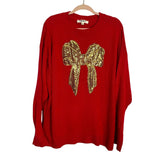 Haptics By Holly Harper Red/Sequin Bow Top - Size 2X