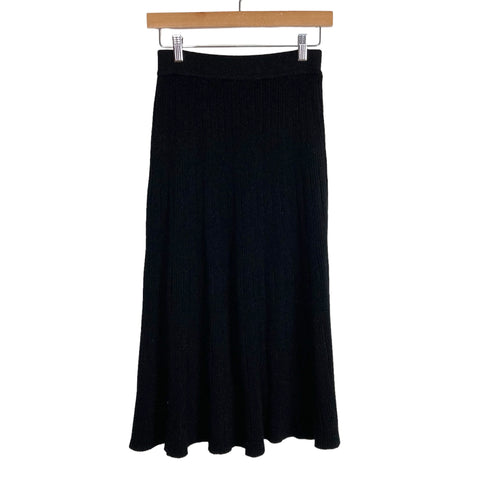 On Twelfth Black Ribbed Glitter Skirt- Size S