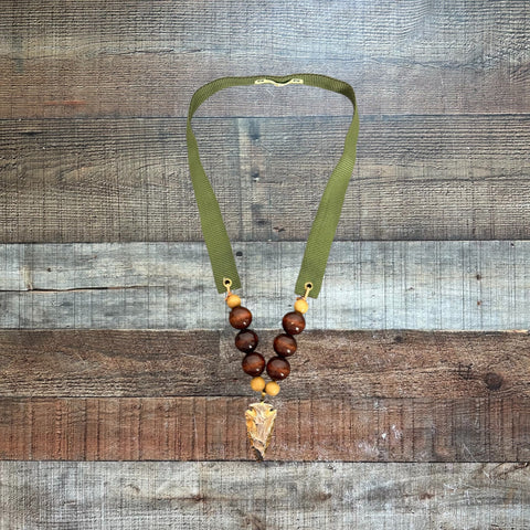 Hearne Dry Goods Co Olive Green/ Beaded Necklace