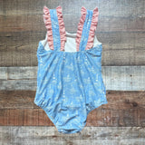 Serendipity Blue Sail Boat/Lighthouse Print One Piece- Size S (fits like 3/4T)