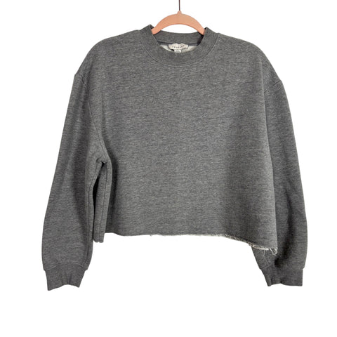 Topshop Grey Raw Hem Crewneck Sweatshirt - Size US 8-10