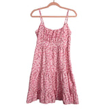 No Brand Pink and White Floral Printed Dress- Size L