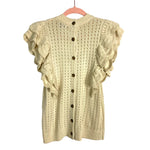 Who What Wear Tan Open Knit Ruffle with Back Buttons Sweater- Size S (sold out online)