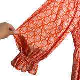 Elizabeth Wilson Orange Printed Smocked Bodice Dress- Size XXXL (sold out online)