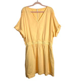 No Brand Yellow Cuff Sleeves Elastic Waist Dress- Size XL