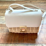 Mudpie Light Wicker with White Leather Shoulder Bag (LIKE NEW)