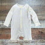 Cotton On Baby White/Blue Striped Zip Up Swimsuit - Size 12-18M (See Notes)