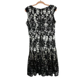 Gabby Skye Black/Ivory/Taupe Lace Overlay Dress- Size 12