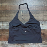 Lululemon Black Built in Shelf Bra Cropped Halter Tank- Size 12