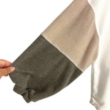Story White/Tan/Taupe Color Block Chenille Sweater- Size S (see notes)