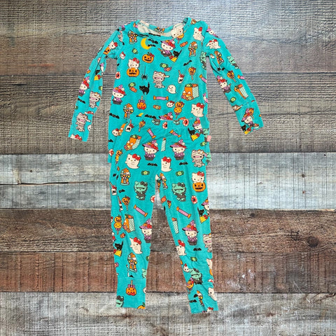 Posh Peanut Teal Hello Kitty Halloween Two Piece Pajamas- Size 2T