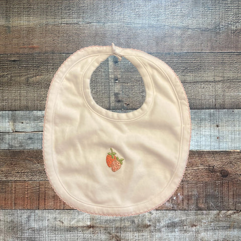 Little English Embroidered Strawberry Bib