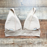 Inibud Tan Ribbed Plunge Padded Sports Bra- Size S