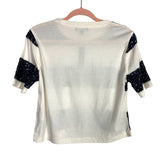 J Crew Cream with Navy Sequins Top NWT- Size XS