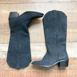 Pink Lily Black Leather Cowgirl Boots- Size 8 (see notes)