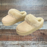 Glaze Cream Fur Lined Platform Slip Ons- Size 8
