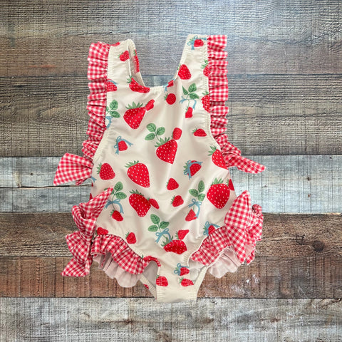 Sal & Pimenta Strawberry/Gingham Swimsuit - Size 3T