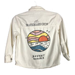 Zara White Distressed Snap Jean Jacket-Size 7Y (see notes)