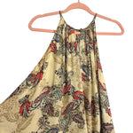 Dainty Hooligan Tan with Multi-Color Floral Print and Front/Back Cut Outs Asymmetric Swing Tank- Size S