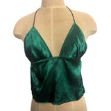 Enduring Kairos Atelier Green Satin Tie Back Top- Size XS