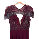 Rachel Allen Burgundy Beaded Gown - Size ~4 (Sold out online, See Notes)