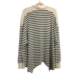 We the Free Cream Striped Raw Hem Collared Oversized Exposed Seam Top- Size S