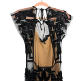 For Love & Lemons Black Mesh Overlay Dress with Tan Lining- Size S