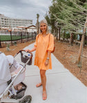 Free People Beach Orange Tie Back Smocked Dress- Size S