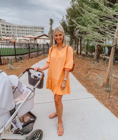 Free People Beach Orange Tie Back Smocked Dress- Size S