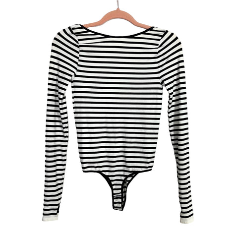 Intimately Free People White/Black Stripe Scoop Back Bodysuit - Size XS/S