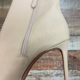 Schutz Mikki Cream Leather Side Zipper Stiletto Heel Booties- Size 8.5 (see notes)