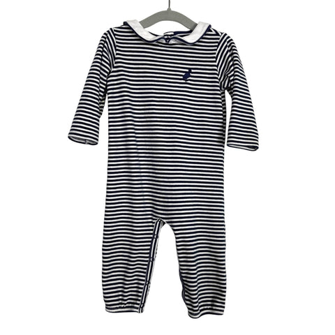 The Beaufort Bonnet Company Navy Blue/White Striped Outfit - Size 6-12M (See Notes)