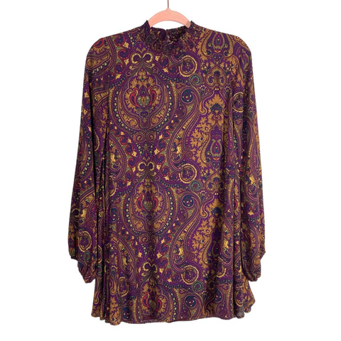 Show Me Your Mumu Wine Paisley Print Dress- Size S