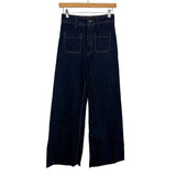 ZARA Dark Wash Wide Leg Raw Hem Jeans- Size 2