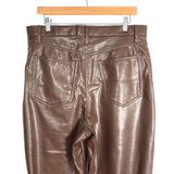 Abercrombie & Fitch Brown Vegan Leather Curve Love Ultra High Rise 90's Straight Pants-Size 32/14 (Inseam 30”)