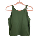 Adidas Olive Green with Built-In Padded Bra and Neon Cross Cross Straps Cropped Tank NWT- Size L