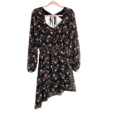 JOA Black Metallic Floral Exposed Back Dress- Size L (see notes)