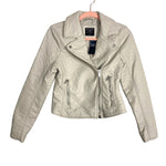 Abercrombie & Fitch Gray Beige Faux Leather Moto Jacket NWT- Size S