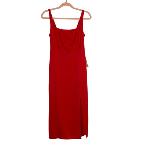 One Pretty Time Red with Front Slit Dress NWT- Size XS
