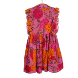 Olivaceous Pink Floral Front Button Up Ruffle Dress- Size S