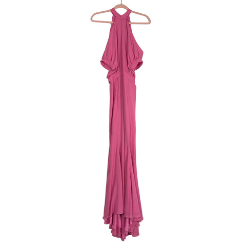 Fame and Partners Pink Cold Shoulder Halter Neckline with Back Cut Out Maxi Dress NWT- Size 2