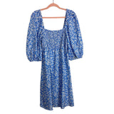 Tuckernuck Blue White Floral Smocked Bodice Puff Sleeve Dress- Size XL