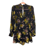 ASTR The Label Black Velvet Floral Print Romper - Size S