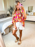 Entro Tropical Print Button Front Top NWT- Size S/M (sold out online)