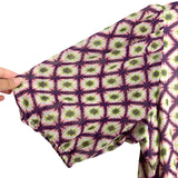 Marie Oliver Purple Pink and Green Geo Print Metallic Puff Sleeve Dress- Size XL (sold out online)