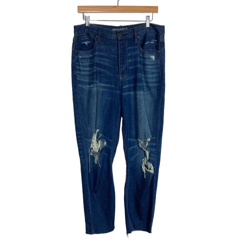 American Eagle Vintage High Rise Distressed Raw Hem Jeans- Size 12R (see notes, Inseam 26")