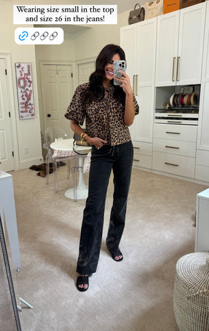 Abercrombie & Fitch Animal Print Puff Sleeve Front Tie Top NWT - Size S