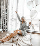 Lovers & Friends Grey and Silver Beaded and Sequin Dress - Size S (sold out online)